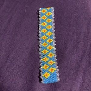 Beaded bracelet flowers on it